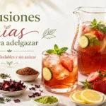 Infusiones frías para adelgazar preparadas con frutas frescas, hielo y plantas naturales