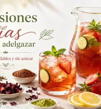 Infusiones frías para adelgazar preparadas con frutas frescas, hielo y plantas naturales