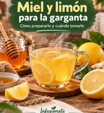 Taza tibia de miel y limón con limones frescos y un tarro de miel